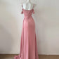 Pink Sweet Fashion Elegant Long Floor Length Satin Sexy Slit Ball Gown Evening Dress Party Dress Prom Dress gh4050