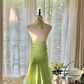 Robe de soirée longue en mousseline de soie, élégante et brillante, vert clair, avec perles exquises, pour anniversaire, mariage, fête, bal, Saint-Valentin, gh4038