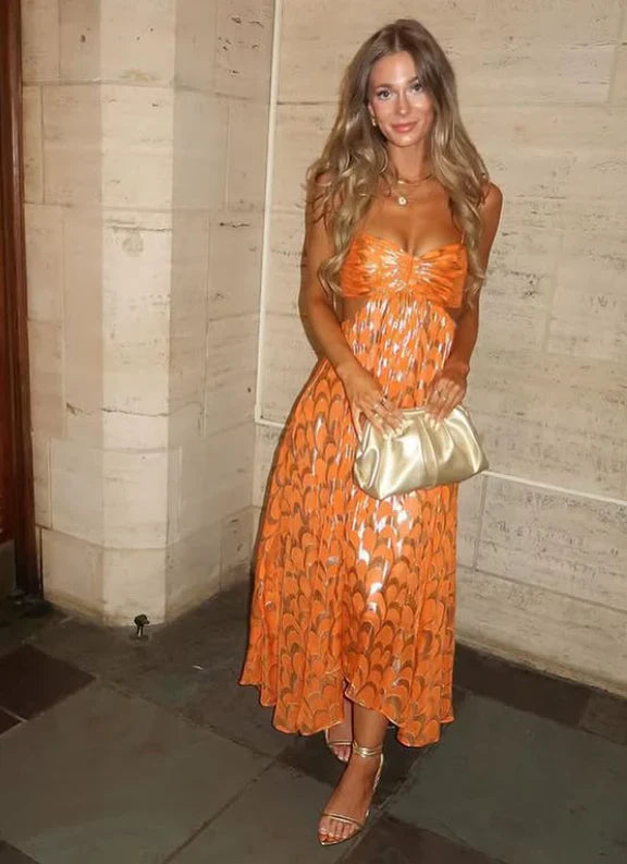 Orange New Arrival Fashion A-Line Long Elegant Prom dress Evening Dress Party Dress gh3450