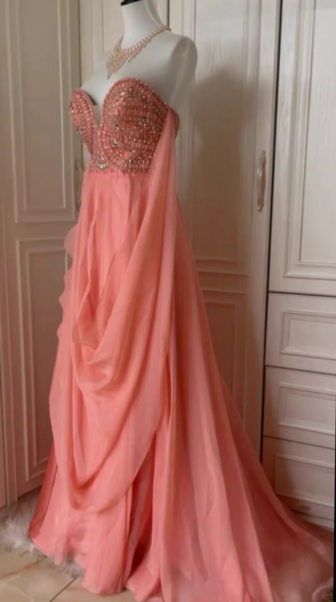 ✨Rosa Fantasy Griechische Göttin Langes Chiffon Ballkleid Abendkleid gh4269