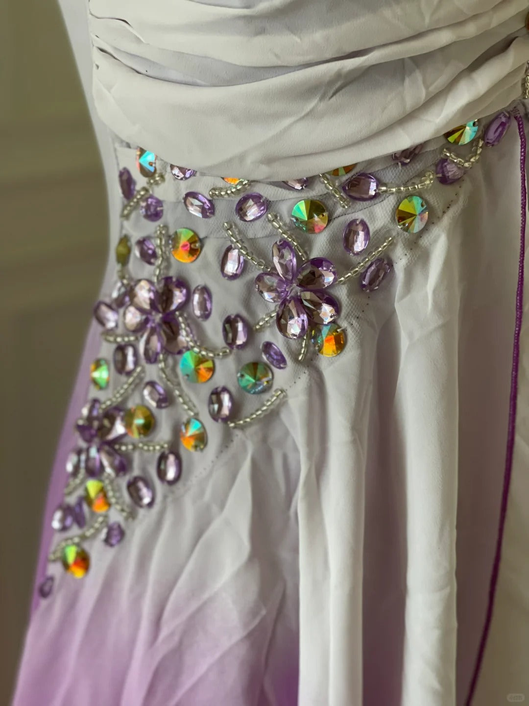 Pink Purple Gradient Fashion Elegant Retro Rhinestone Long Chiffon Ball Gown Evening Dress gh4339