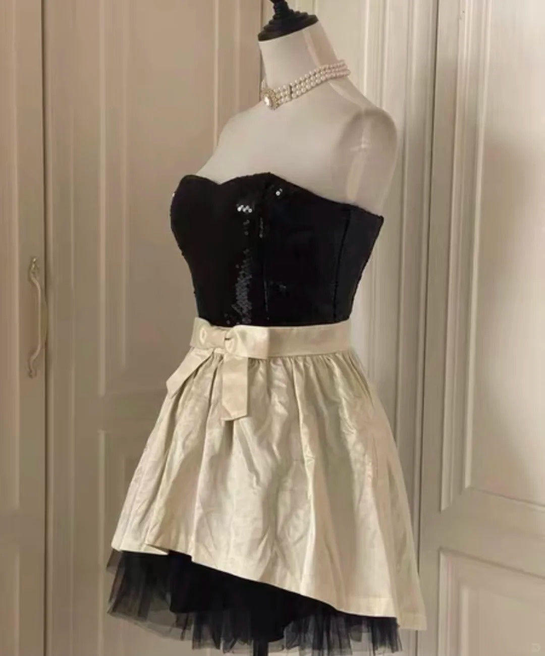 ✨White Retro Shiny Elegant Princess Short Sequin Homecoming Dress Birthday Party Dress~🖤 gh4268