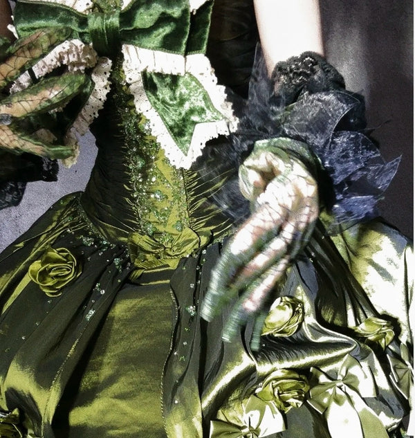 Robe de soirée longue en satin vert, magnifique et exquise, avec perles, gh4500