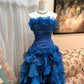 Blue Fashion Vintage Elegant Strap Short Layered Tulle Homecoming Dress Prom Dress Evening Dress Birthday Party Dress gh4151