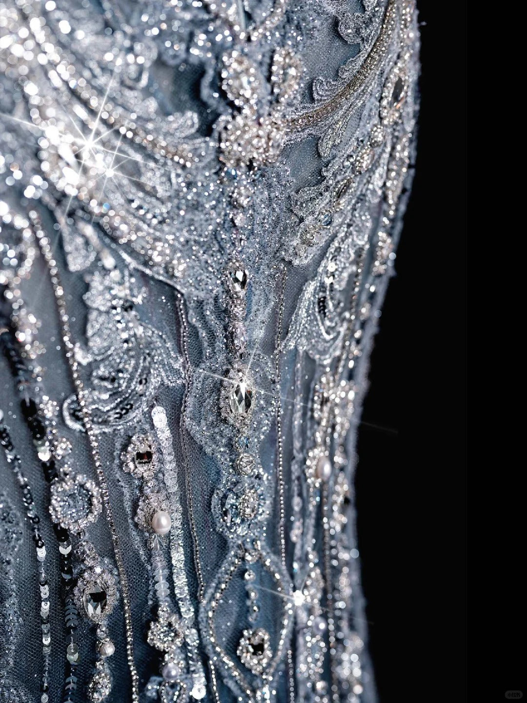 ✨💎Silver Blue Luxurious Heavy Industry Sparkling Gorgeous Elegant Exquisite Beading Stunning Long Mermaid Dress Sequin Floor Length Trailing Prom Dress Evening Dress Wedding Dress gh4114