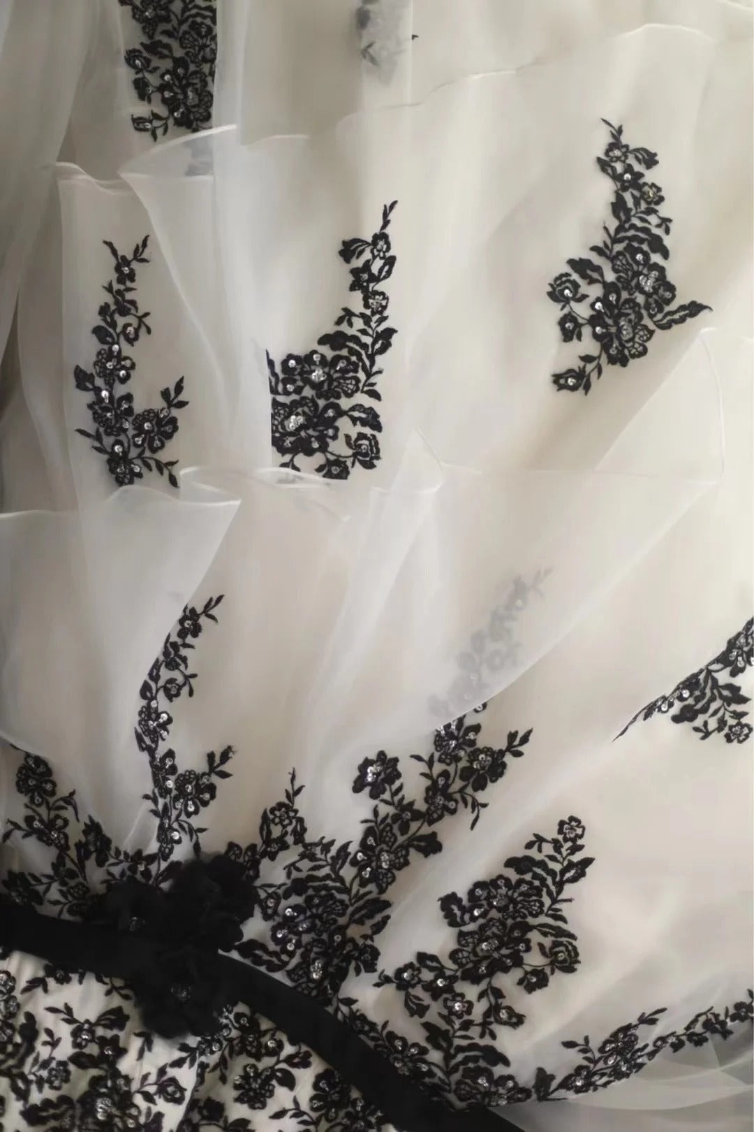 Robe de soirée longue en tulle et dentelle florale style cygne noir, tenue de princesse, gh4324