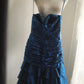 Blue Beaded Floral Homecoming Dress Short Satin Ball Gown Evening Gown Graduation Gown gh4495