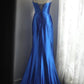 girlhomeshops-Sleeveless Royal Blue Satin Mermaid Dress, Retro Elegant Slim - fitting Floor - length Evening Gown  gh5828