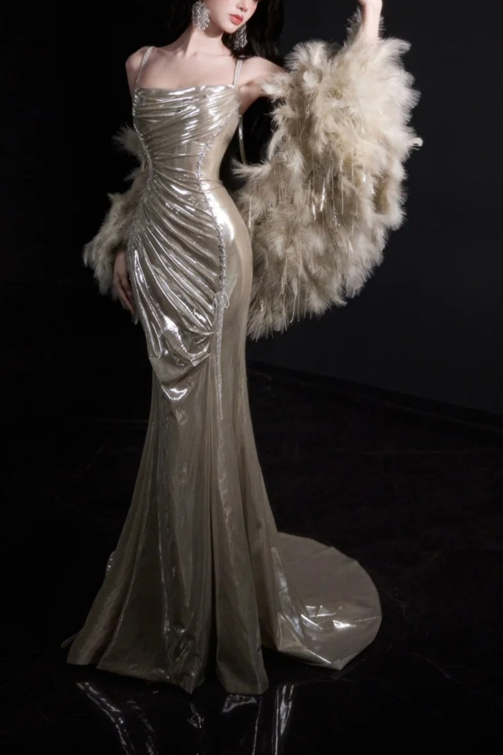 girlhomeshops-Elegant Satin Mermaid Fitted Prom Dress gh6234