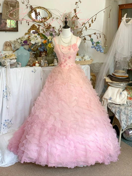 Robe de bal longue en tulle à fleurs roses, robe de soirée, robe de mariée, gh4578