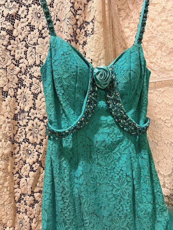 Pink Beaded Beautiful Mermaid Long lace Chiffon Ball Gown Evening Dress Party Dress gh4443