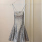 Silver shiny niche vintage dress short sequin homecoming dress birthday cocktail party dress gh4306