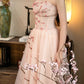 girlhomeshops- Vintage Peach Pink Plum Blossom 3D Embroidered Strapless Tulle Chinese Style Evening Gown gh6034