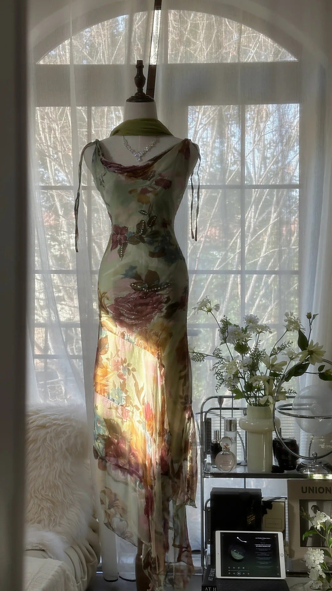 Robe de soirée longue en mousseline de soie, élégante et romantique, dégradé de couleurs, avec perles exquises, pour anniversaire, mariage, fête, bal, Saint-Valentin, gh4030