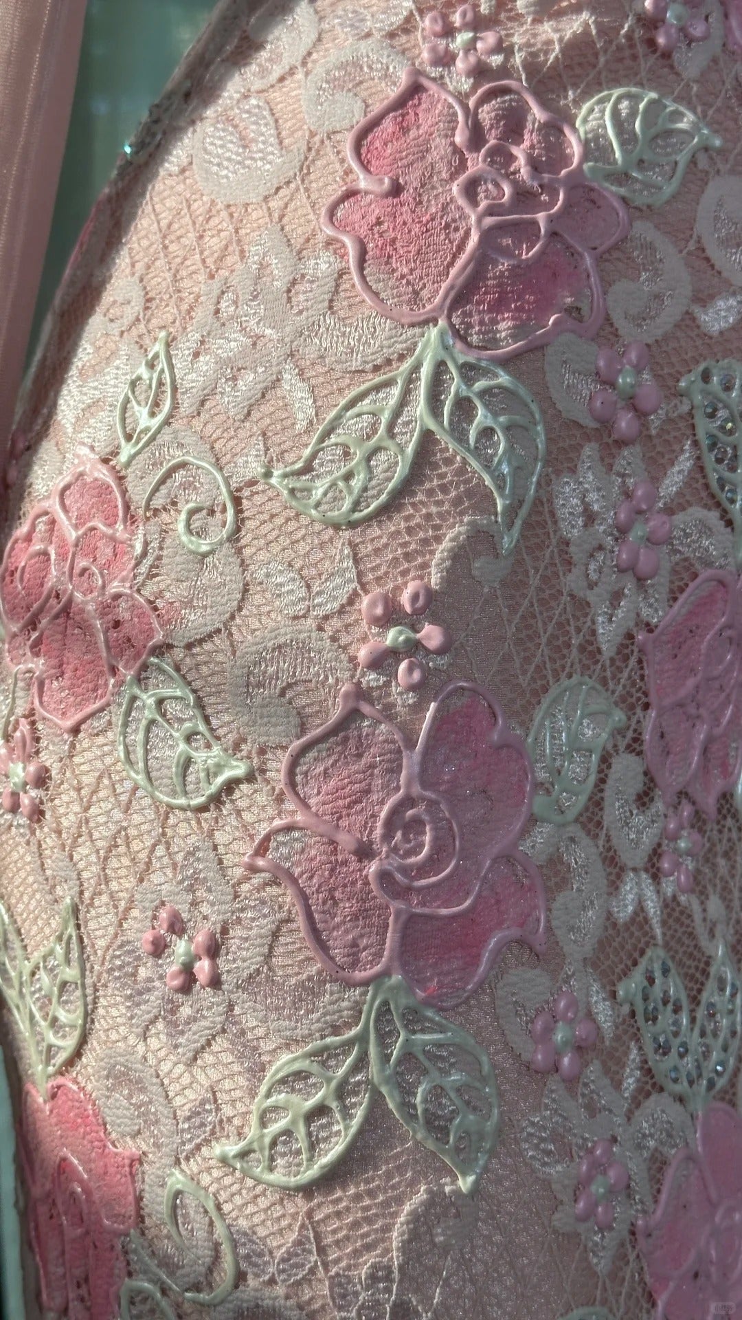 Pink floral vintage beaded lace long prom dress evening dress party dress gh4819