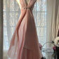 Pink Elegant Exquisite Rhinestone Long Satin Chiffon Ball Gown Evening Dress Party Dress Birthday Dress Date Dress gh4163