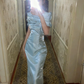 girlhomeshops-Light Blue Satin Diamond - Studded Gown, Elegant Lines Show Light Luxury Texture gh5900