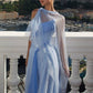 girlhomeshops-(Includes Scarf)Soft Blue Elegant Classic Dress Gradient Dress gh6327
