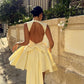 Girlhomeshops-Yellow fashion sweet backless elegant short satin homecoming dress birthday dress gh5268