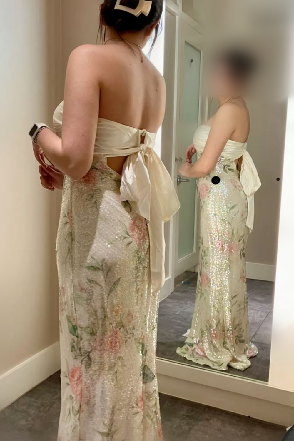 girlhomeshops-Charming Dress With Shiny Floral Slit Tube Top Long Sequins Prom Dress Graduation Dress gh5865