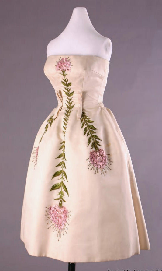 girlhomeshops – Elfenbeinfarbenes, zartrosa, geblümtes, langes Satin-Ballkleid, Ballkleid, gh5553