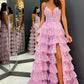 Pink Sweet Stylish Elegant Long Tulle Layered Prom Dress Evening Gown Prom Dress Graduation Gown gh3794
