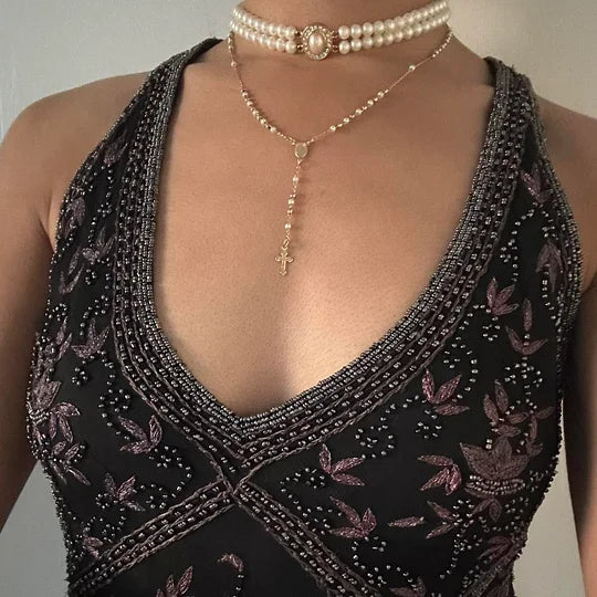 Robe de soirée élégante en mousseline de soie, style vintage, noire, motif floral, tenue de bal, de fête d'anniversaire, gh4271