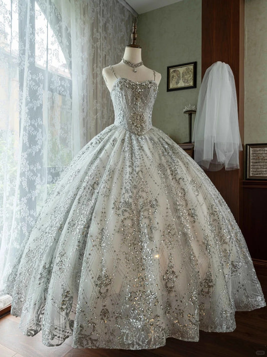 Robe de soirée longue en tulle blanc brillant et luxueux, magnifique robe de princesse exquise en perles de pierres précieuses, à la mode et élégante, robe de bal, robe de remise de diplôme, robe de cérémonie pour adulte, robe de mariée gh3843