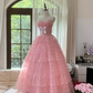 Robe de soirée princesse en tulle rose, élégante et exquise, avec nœud en dentelle, robe de bal, robe d'anniversaire, robe de cérémonie pour adulte, gh4033