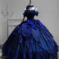 Royal gorgeous blue Shiny retro elegant fashion exquisite floral long satin ball gown evening dress adult ceremony dress graduation dress gh3625