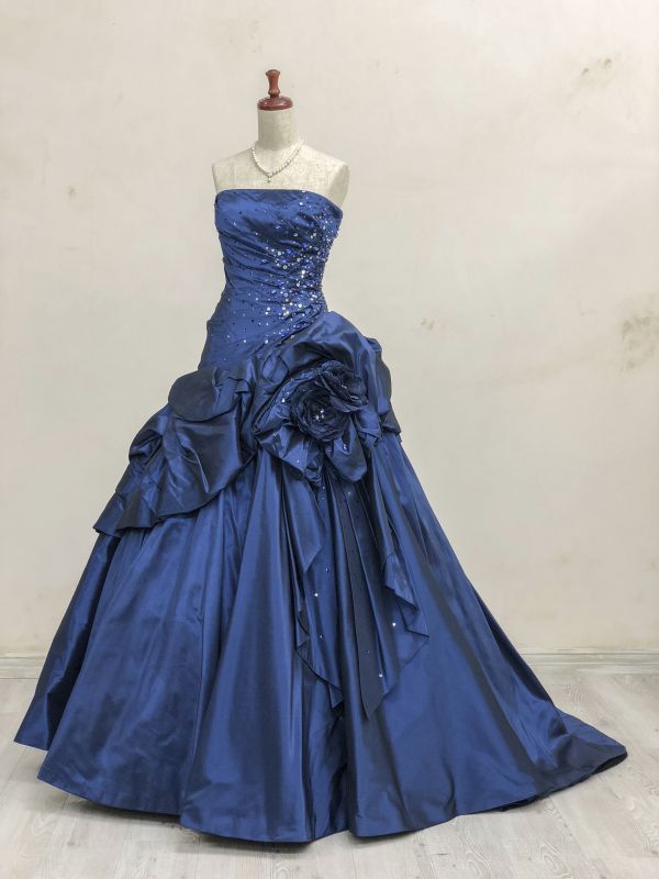 robe de bal longue bleu marine à perles girlhomeshops gh6232