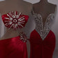 Girlhomeshops-Red beaded dress sexy elegant dress prom dresses party dress satin gh5143