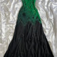 Green shiny fashion exquisite beading spaghetti straps long chiffon ball gown evening dress party dress gh3404