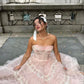 Pink Sweet Cute Floral Lace Long Tulle Prom Dress Evening Dress Party Dress Homecoming Dress gh3296