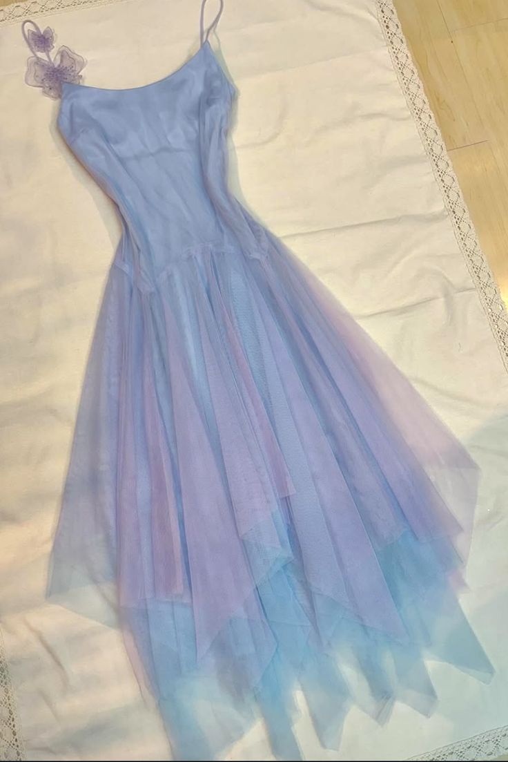 girlhomeshops--Blue Purple Fashion Gradient Fairy Spaghetti Strap Elegant Ladies Dress Unique Dress Fairy Dress Long Chiffon Dress gh5654