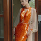Robe de soirée élégante à manches longues en tulle et paillettes, magnifique, orange, brillante, sirène, slim, robe de bal, robe de soirée gh3386