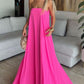 Pink Fashion Simple A-line Long chiffon Ball Gown Evening Dress Party Dress with Ribbon gh3357