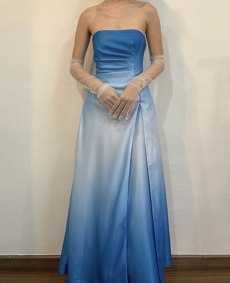 Robe de soirée longue en satin bleu dégradé, élégante, épaules dénudées, longueur au sol, robe de bal, robe de soirée, robe de bal, gh3685