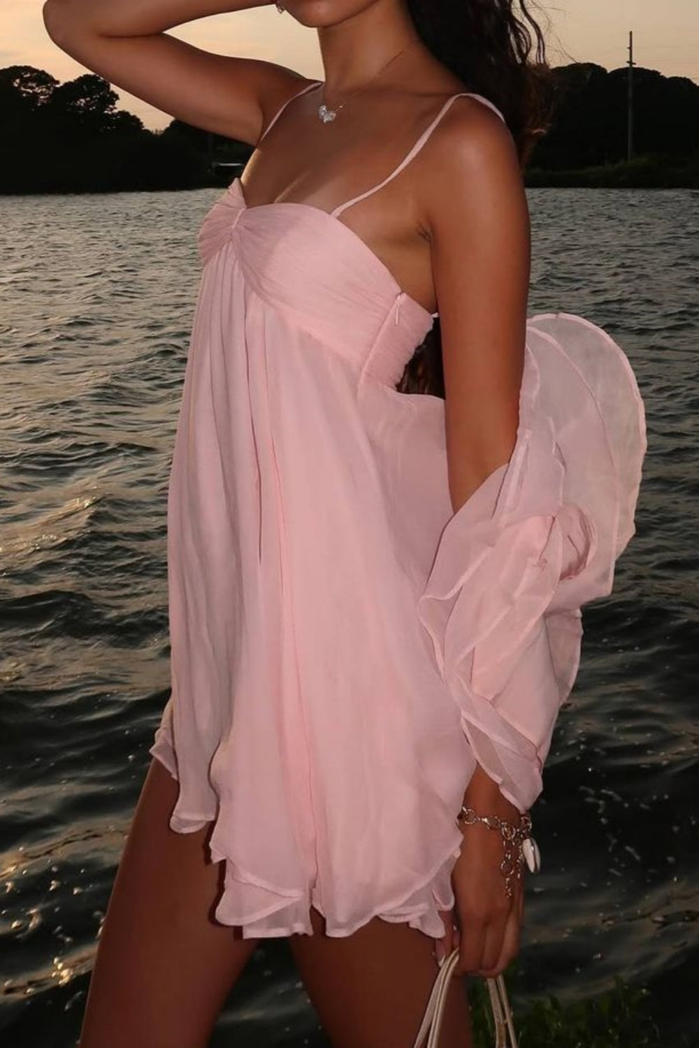 girlhomeshops-Pink Spaghetti Strap Short Homecoming Dress Birthday Dress Casual gh5856