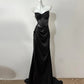 Black Sparkling Elegant Exquisite Beaded Long Floor Length Satin Sequin Ball Gown Evening Gown Party Dress gh4188