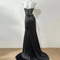 Black Sparkling Elegant Exquisite Beaded Long Floor Length Satin Sequin Ball Gown Evening Gown Party Dress gh4188