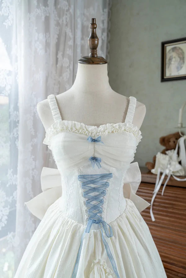 Robe de bal longue en satin blanc avec nœud papillon, robe de soirée, robe d'anniversaire, robe pour adulte, gh4247