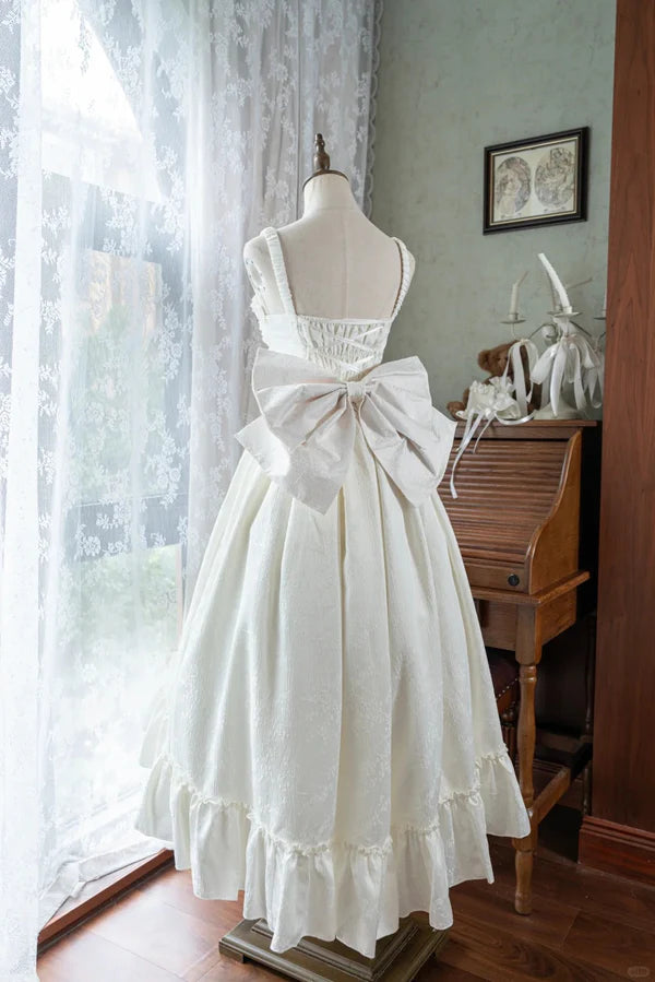 Robe de bal longue en satin blanc avec nœud papillon, robe de soirée, robe d'anniversaire, robe pour adulte, gh4247
