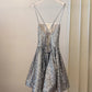 Silver shiny niche vintage dress short sequin homecoming dress birthday cocktail party dress gh4306