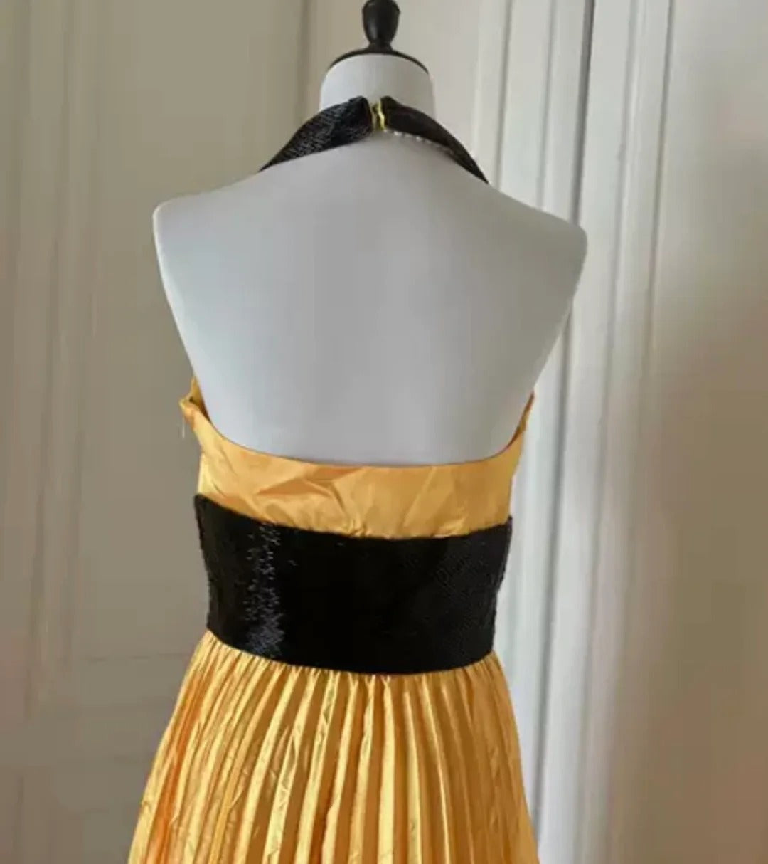 Gelb Exquisite Perlen Lange Satin Mode Ballkleid Abendkleid Partykleid Ballkleid gh4267