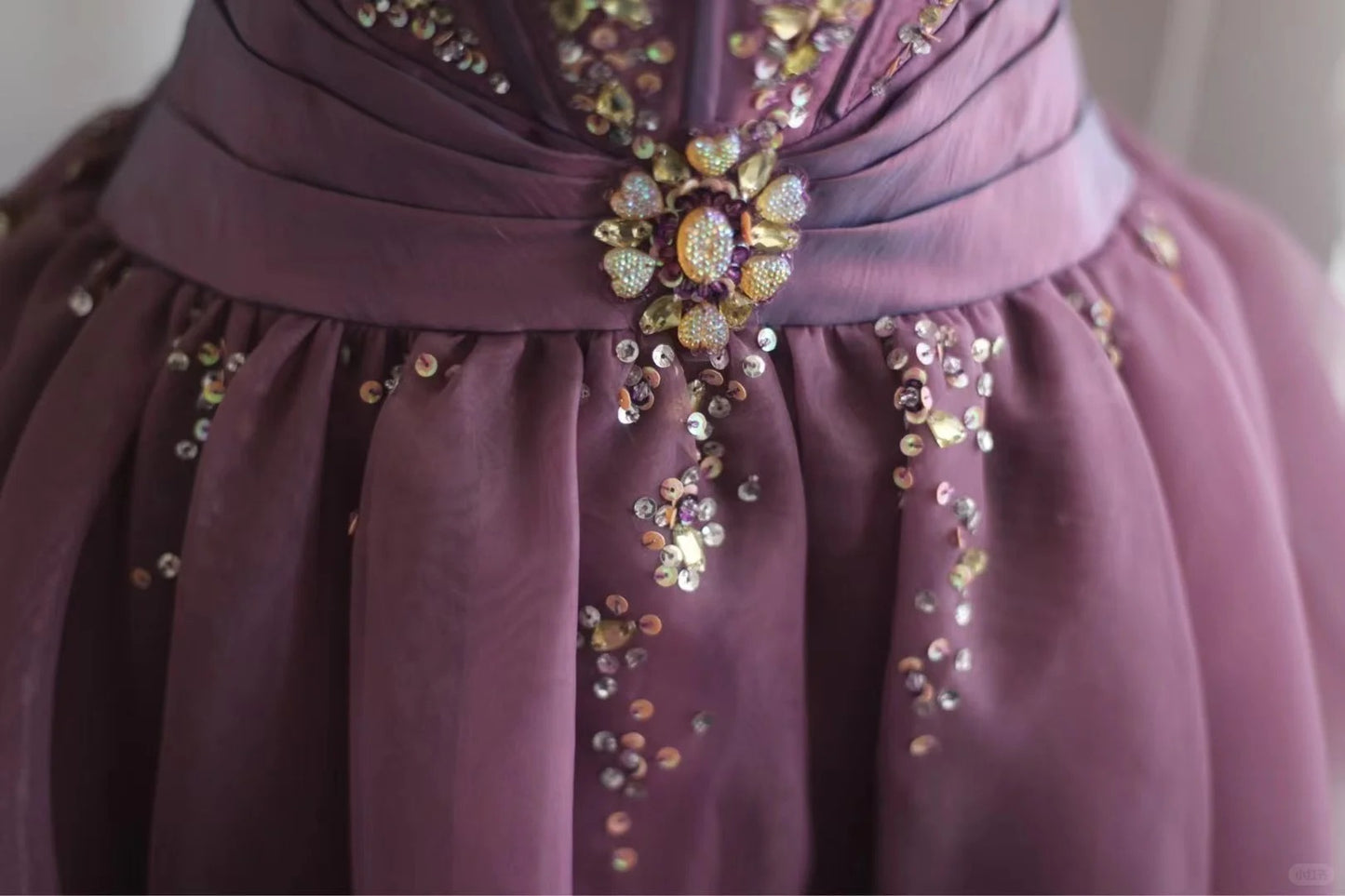 Purple retro palace puffy short homecoming dress princess dress taffeta satin organza handmade beaded adult ceremony birthday party gh4373