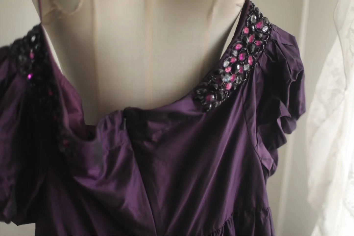 Purple Beaded Vintage Homecoming Dress Short Satin Prom Dress Evening Dress Graduation Dress gh4496