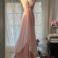 Pink Elegant Exquisite Rhinestone Long Satin Chiffon Ball Gown Evening Dress Party Dress Birthday Dress Date Dress gh4163