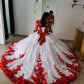 Red gorgeous exquisite sweet floral applique long tulle ball gown evening gown wedding dress gh3344