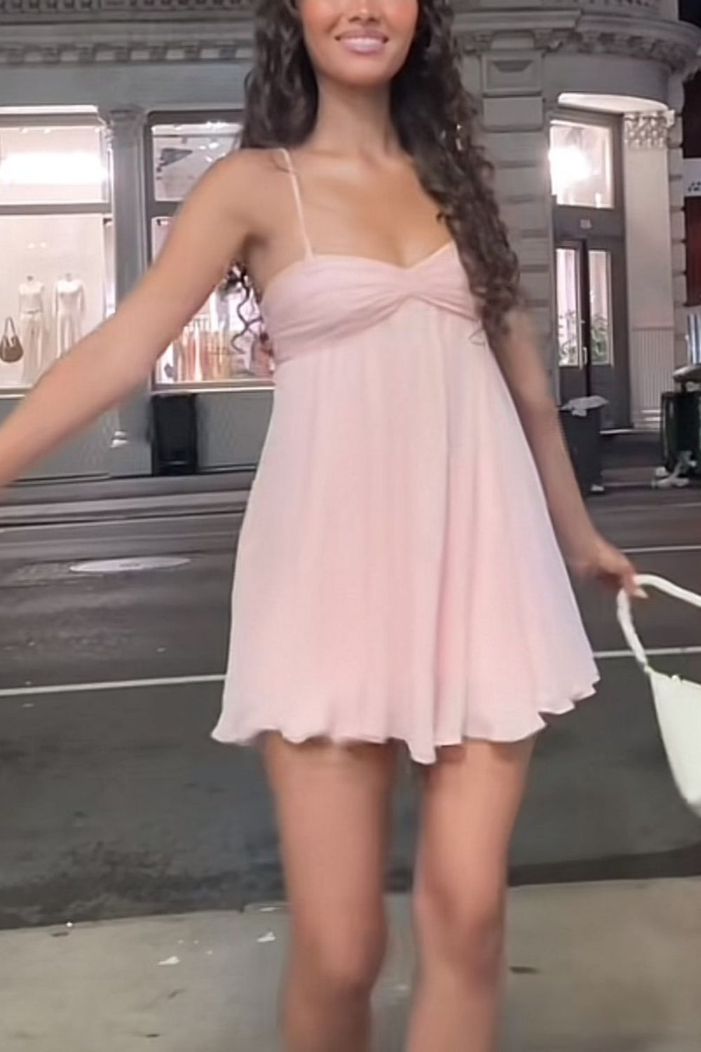 girlhomeshops-Pink Spaghetti Strap Short Homecoming Dress Birthday Dress Casual gh5856